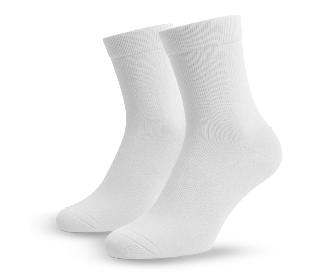 Plain white custom socks ready for your branding